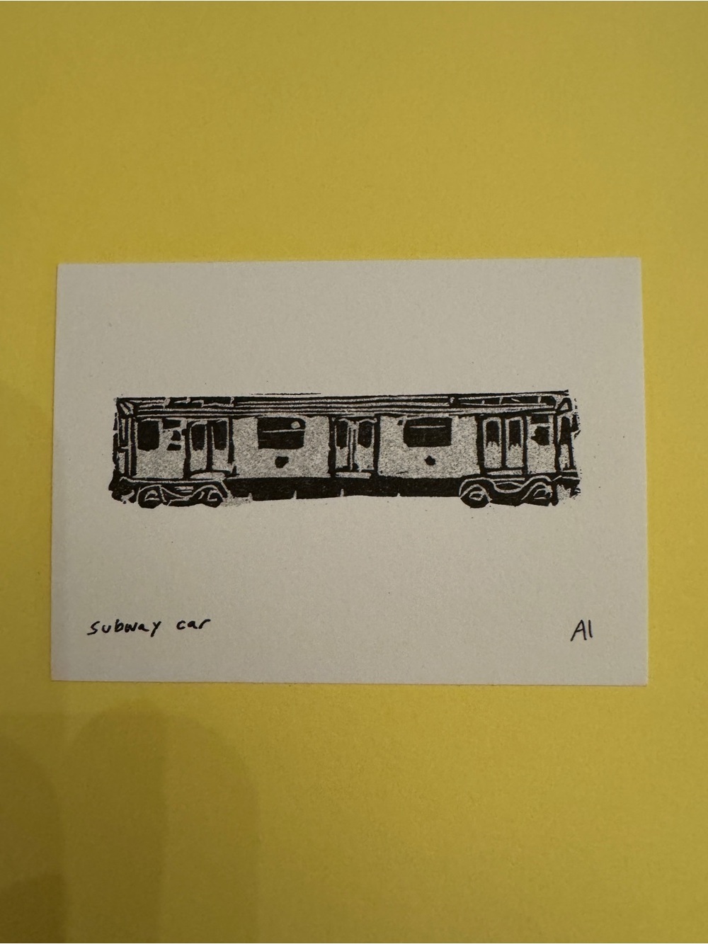 Anastasia Inciardi SUBWAY CAR MINI PRINT. From Whitney Museum, NYC. 3.5β x 2.5β